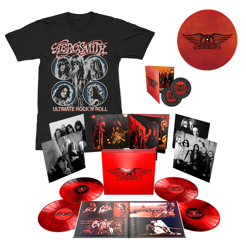 Greatest Hits Super Deluxe 4lp + Ultimate Rock N Roll T-Shirt + Greatest Hits Vinyl Coaster Set + Aerosmith Slipmat